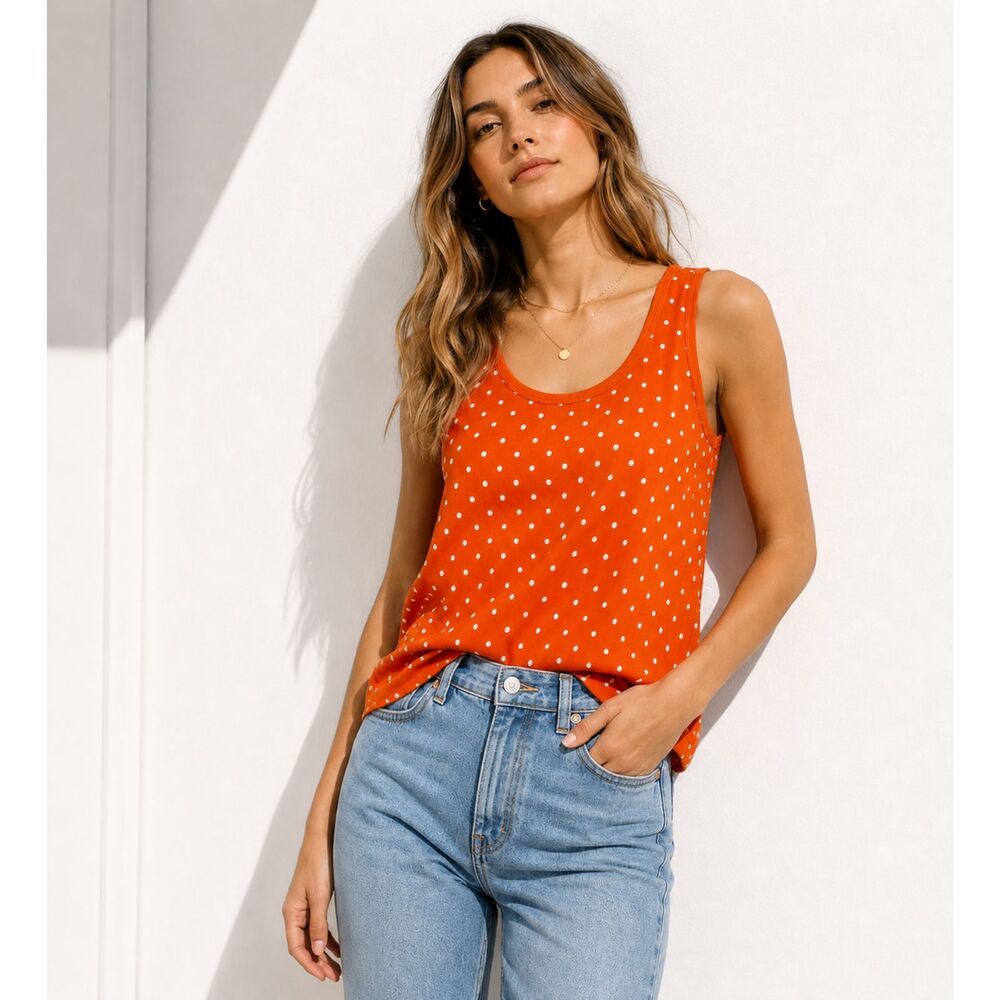 Juicy Couture Orange Polka Dot Racerback Tank Top Y2K Retro Summer XS 2000s